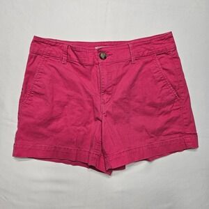 LOFT The Washed Twill Short 4"‎ Womens Size 4 Pink Magenta Cotton Chino Shorts